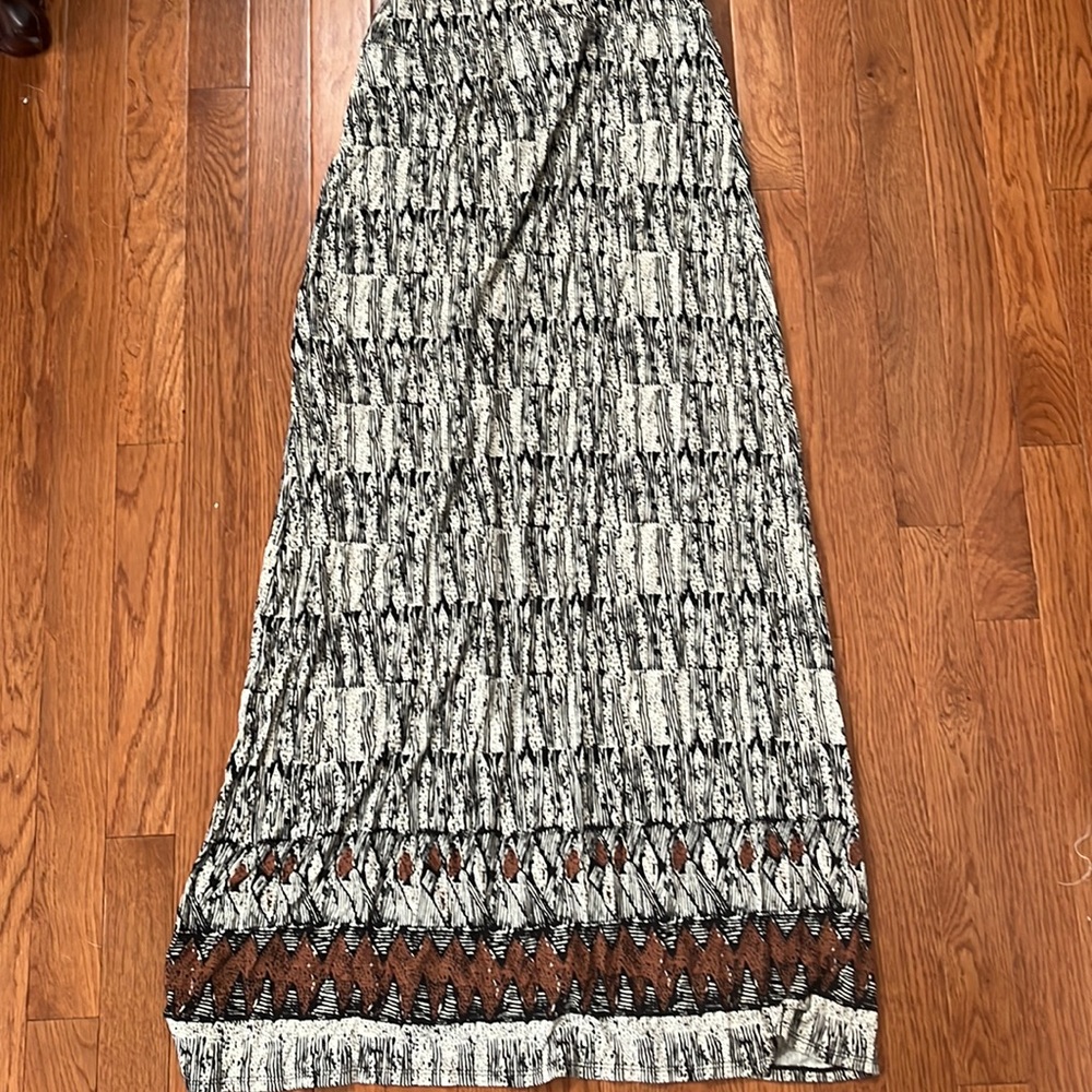 Max Studio Maxi Tribal Skirt S beige